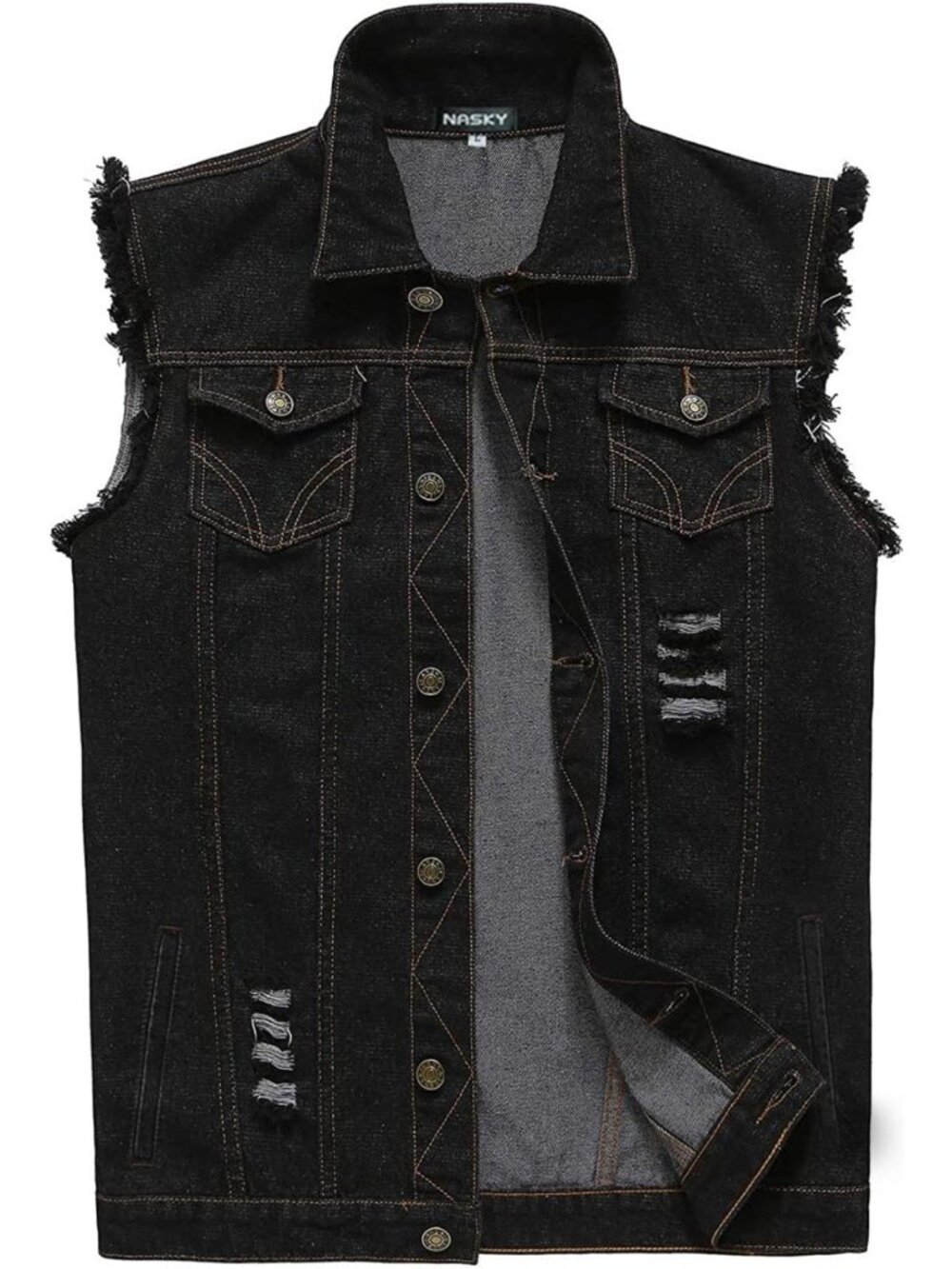 Stylish Men's Ripped Sleeveless Denim Vest | Soft Jean Jacket for Casual Wear